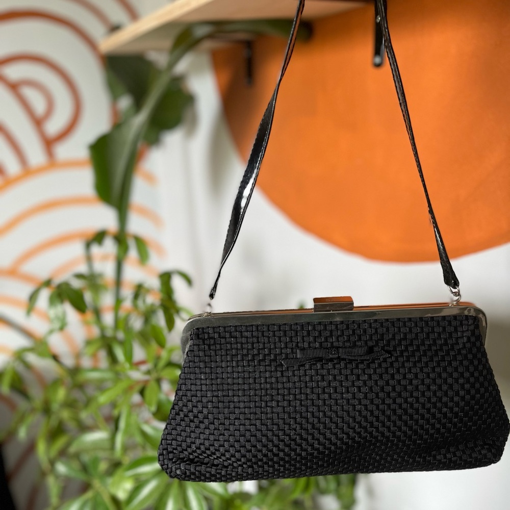 the SAK black crochet purse